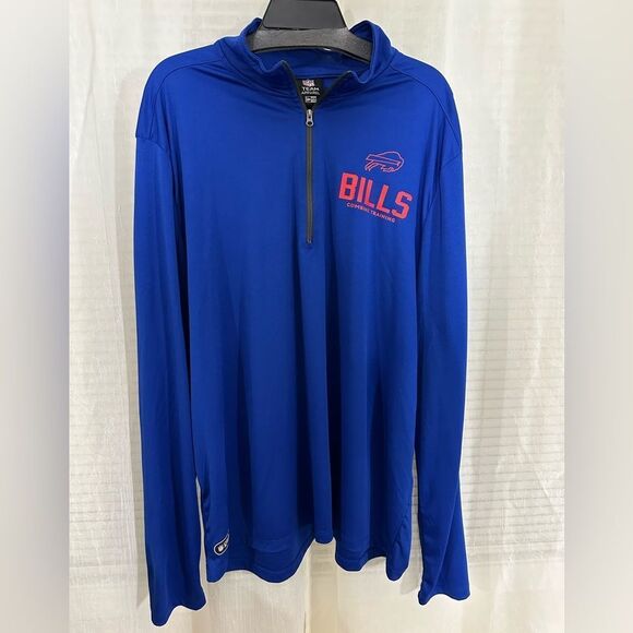 NFL XXL Royal Blue Buffalo Bills Quarter Zip Long Sleeve New Era Jersey Top - Picture 1 of 13